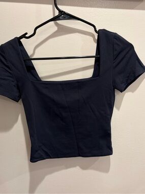 Babaton Navy Square-Neck Crop Top